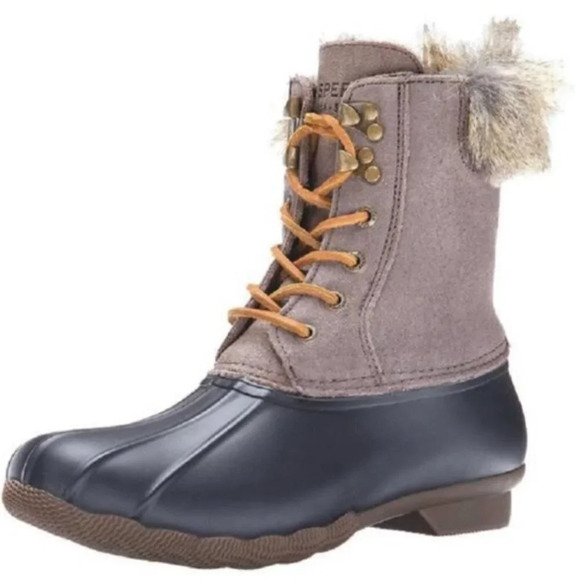 Sperry  Topsider Faux Fur Duck Rain Boots - Picture 3 of 11